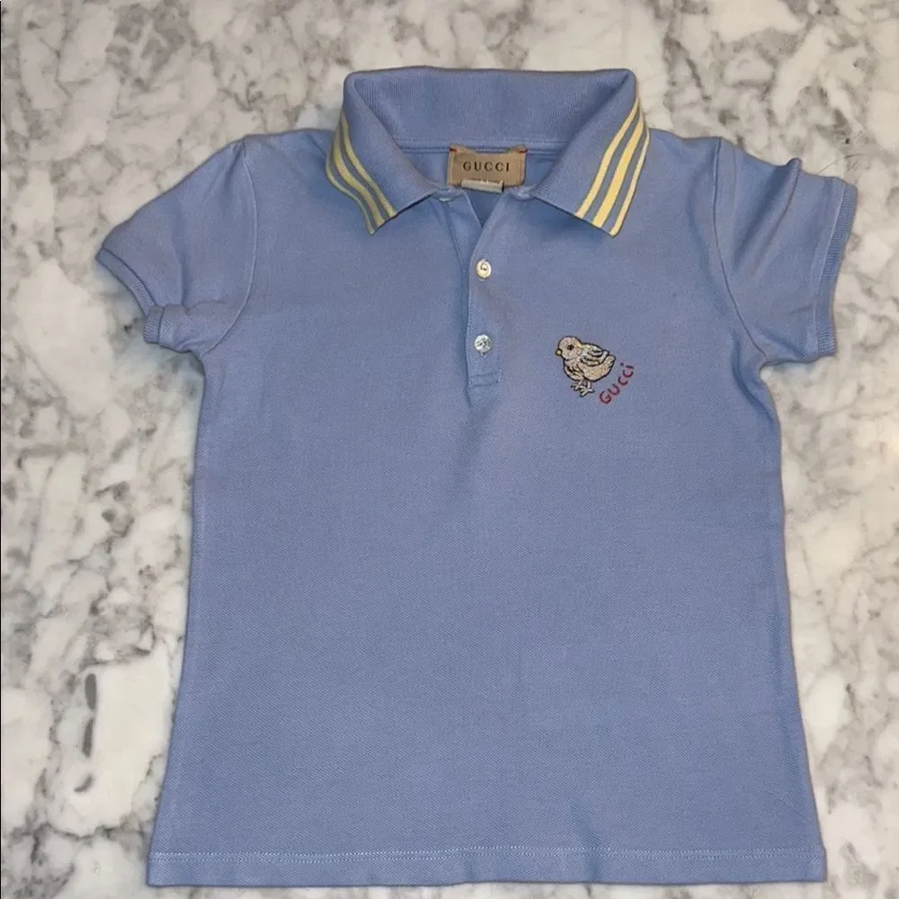 Gucci Kids Light Blue Polo with Yellow Accents 36M